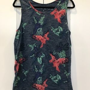 Mens Graffic Tank Top Parrots Medium
